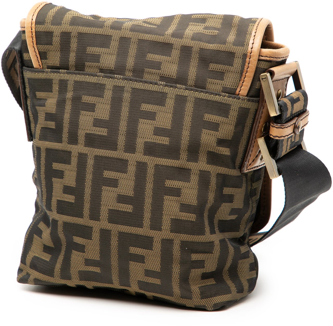 Fendi Mini FF Zucca Canvas Crossbody Bruin