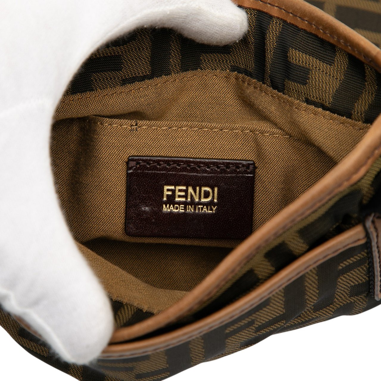 Fendi Mini FF Zucca Canvas Crossbody Bruin