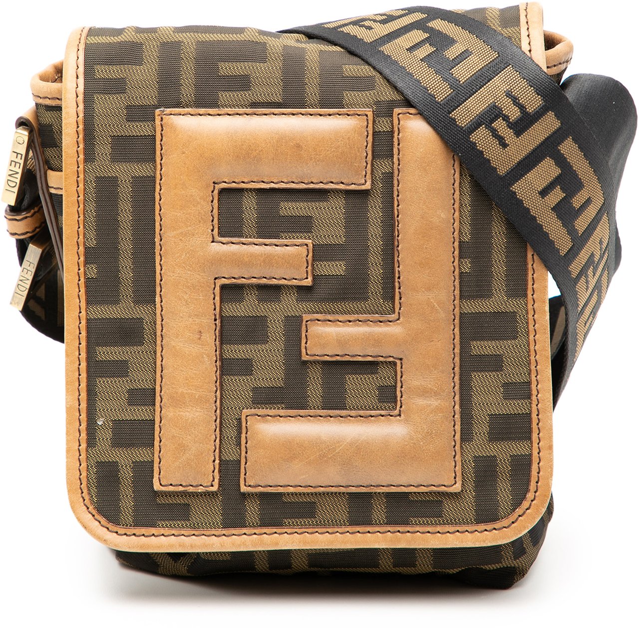 Fendi Mini FF Zucca Canvas Crossbody Bruin