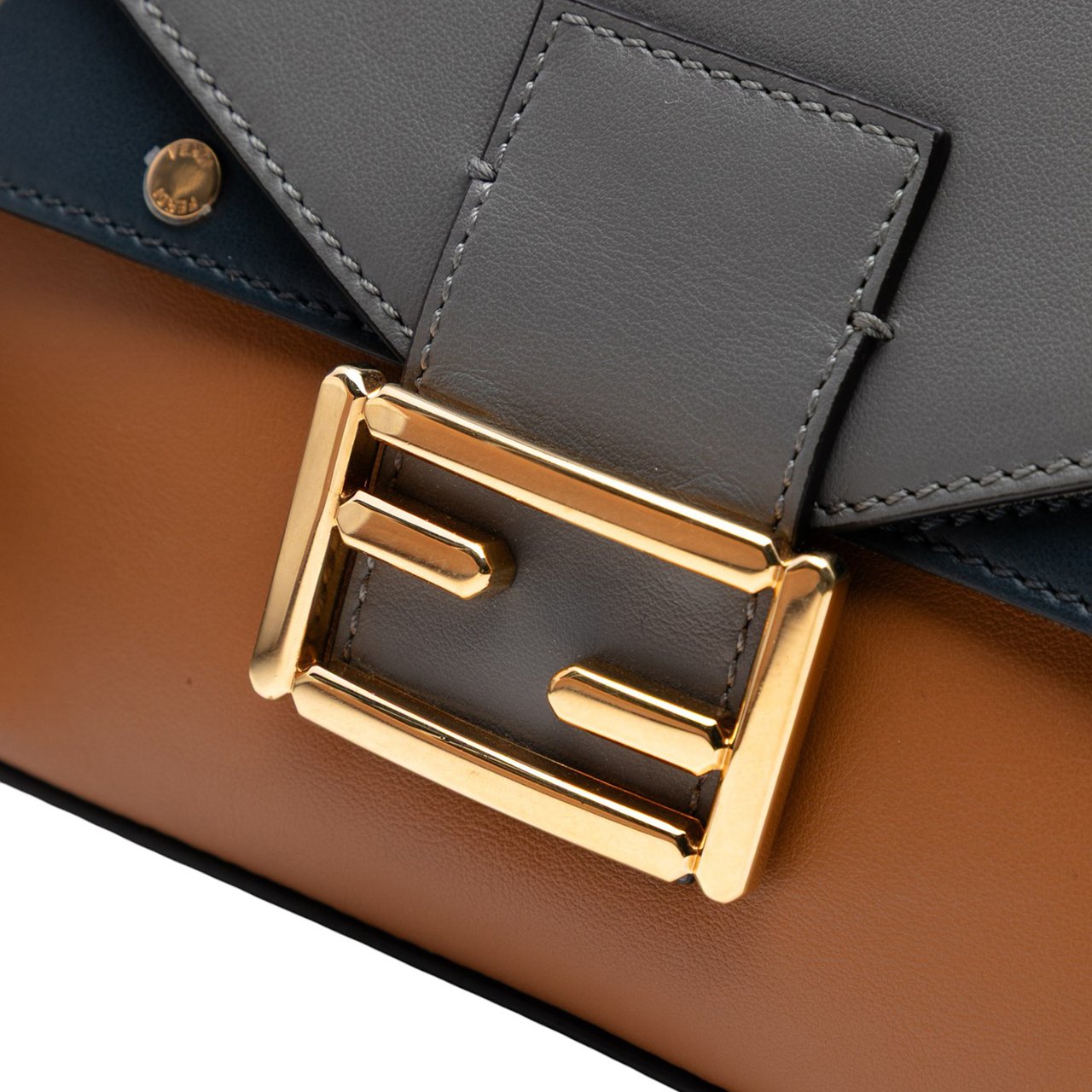 Fendi Vitello Grace FF 1974 Baguette Crossbody Bruin