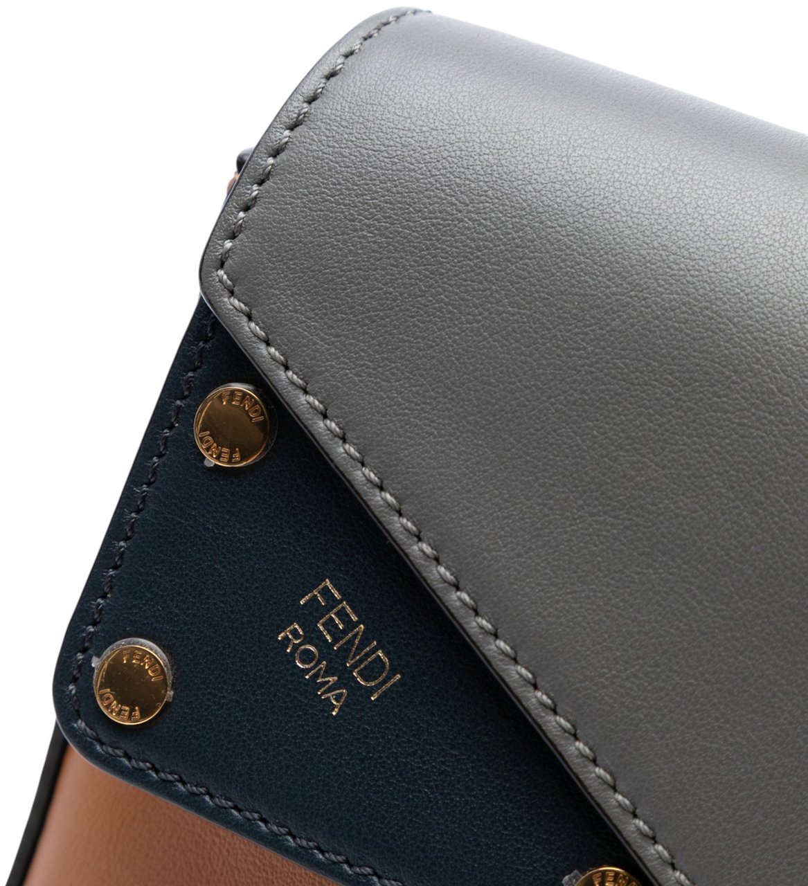 Fendi Vitello Grace FF 1974 Baguette Crossbody Bruin