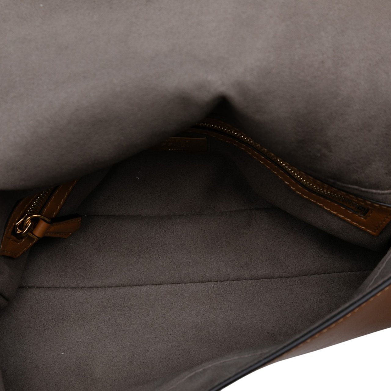 Fendi Vitello Grace FF 1974 Baguette Crossbody Bruin