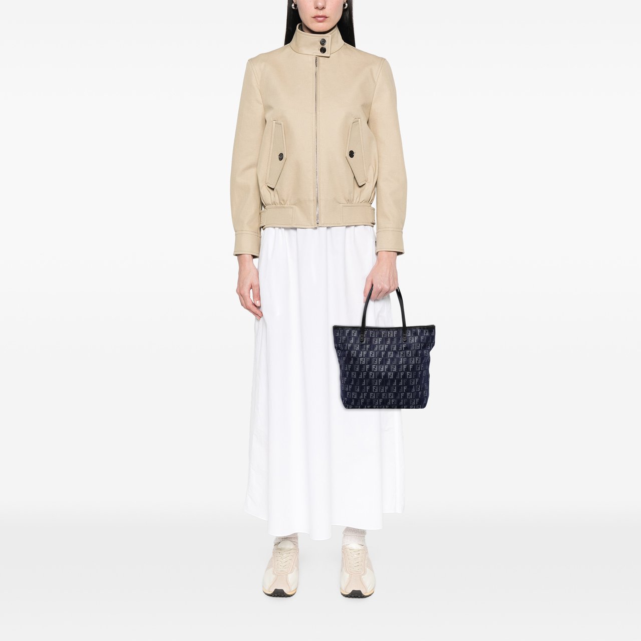 Fendi Zucchino Denim Tote Blauw