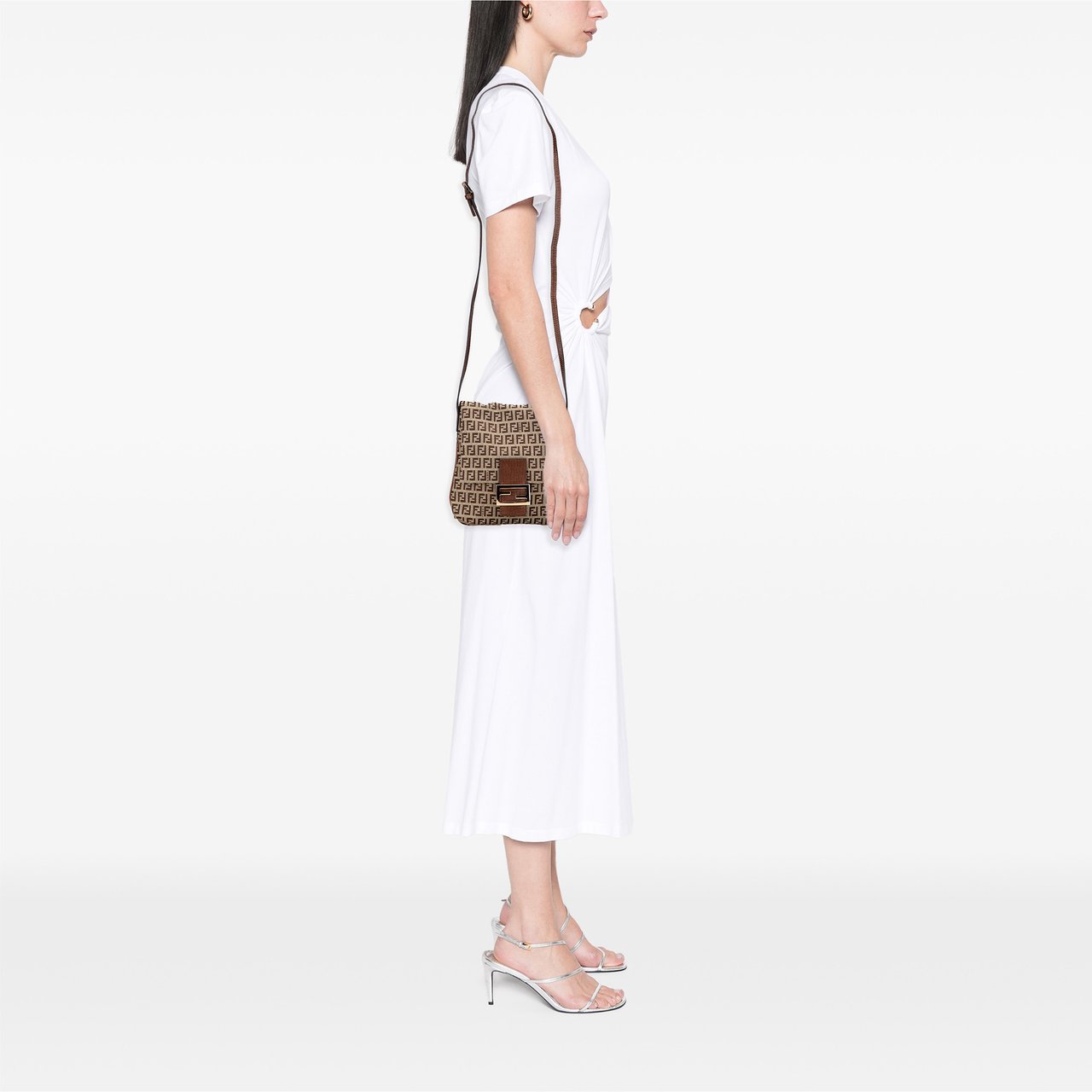 Fendi Zucchino Canvas Crossbody Bruin