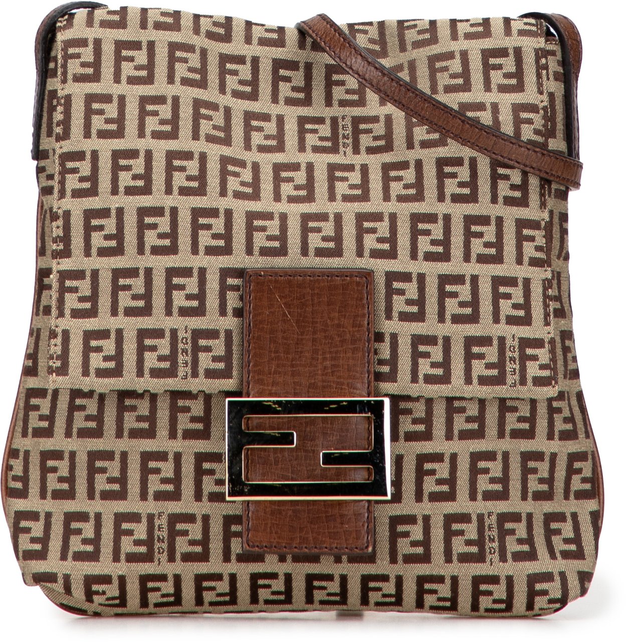 Fendi Zucchino Canvas Crossbody Bruin