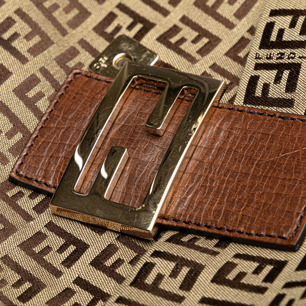 Fendi Zucchino Canvas Crossbody Bruin
