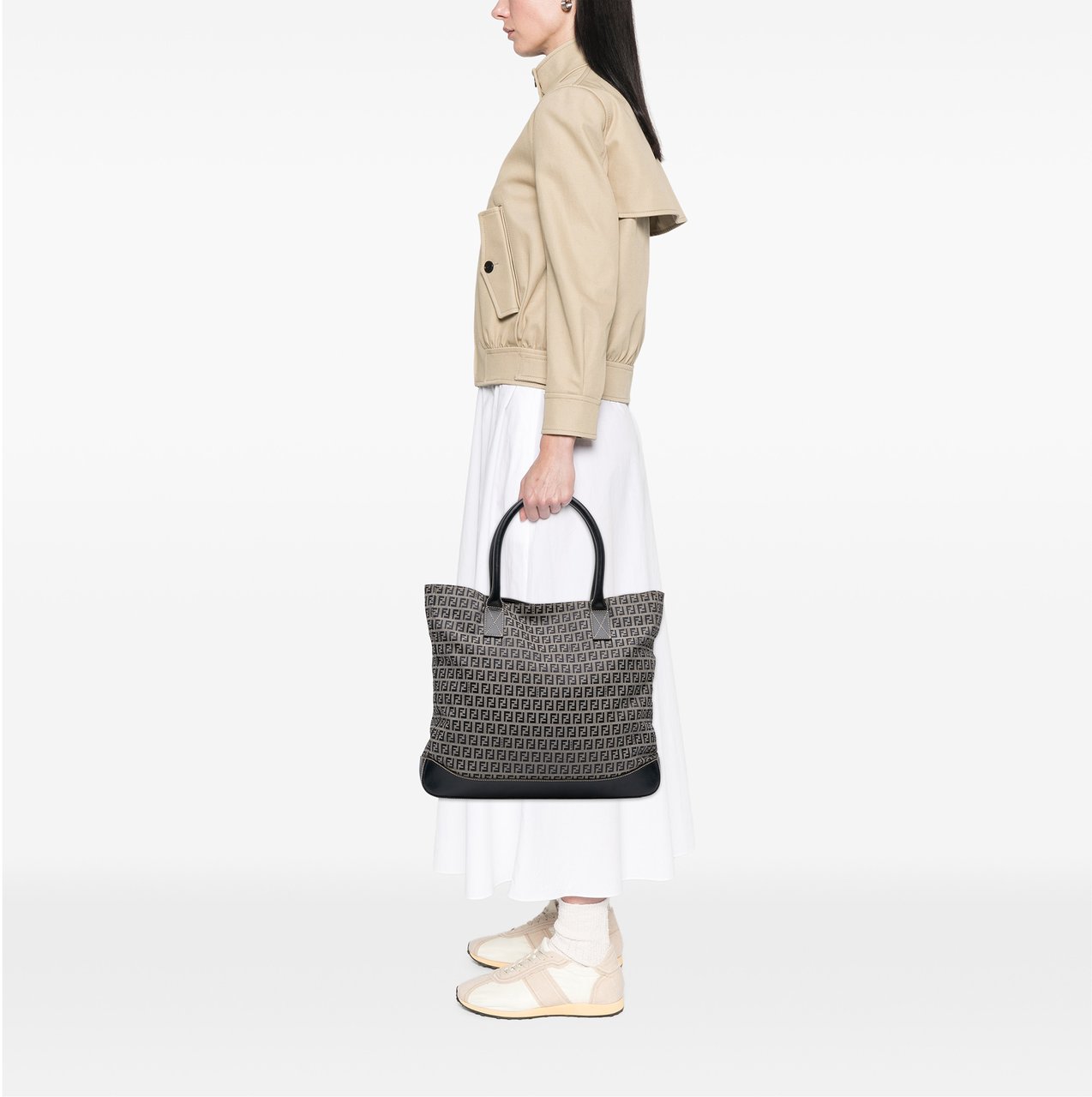 Fendi Zucchino Canvas Tote Grijs