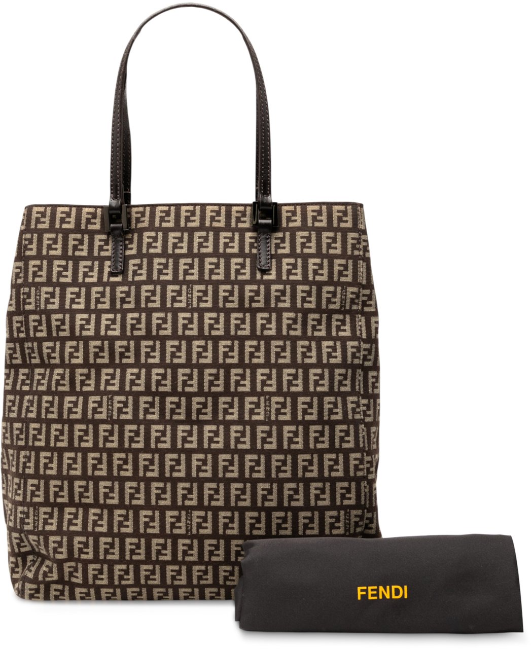 Fendi Zucchino Canvas Tote Bruin