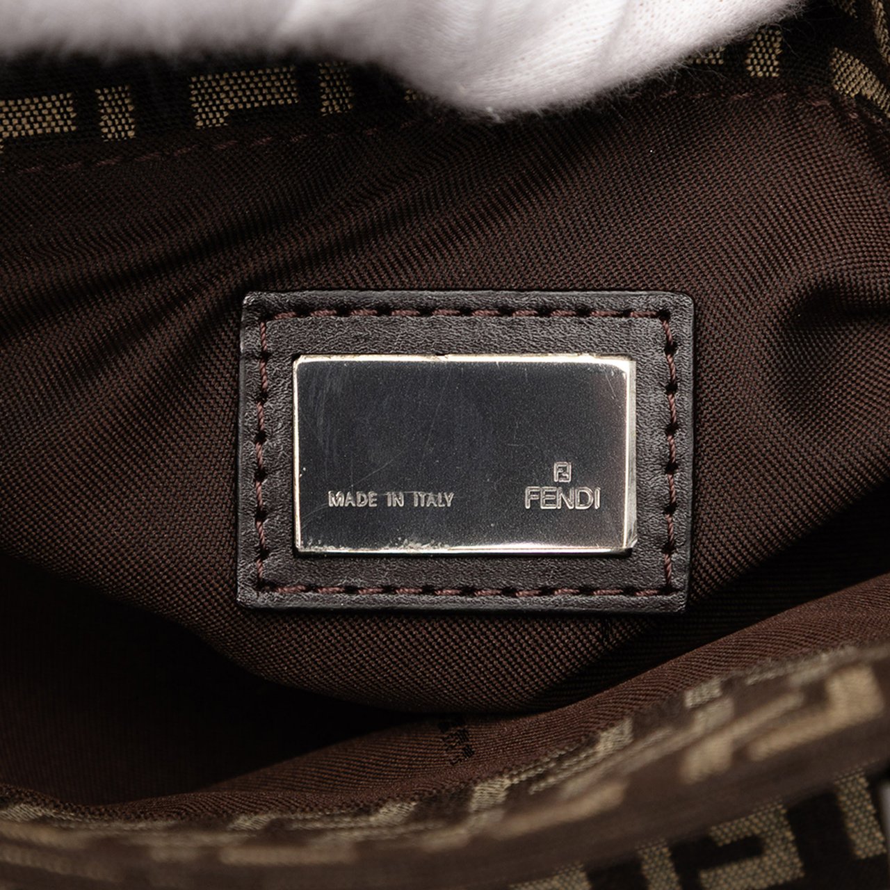 Fendi Zucchino Canvas Tote Bruin