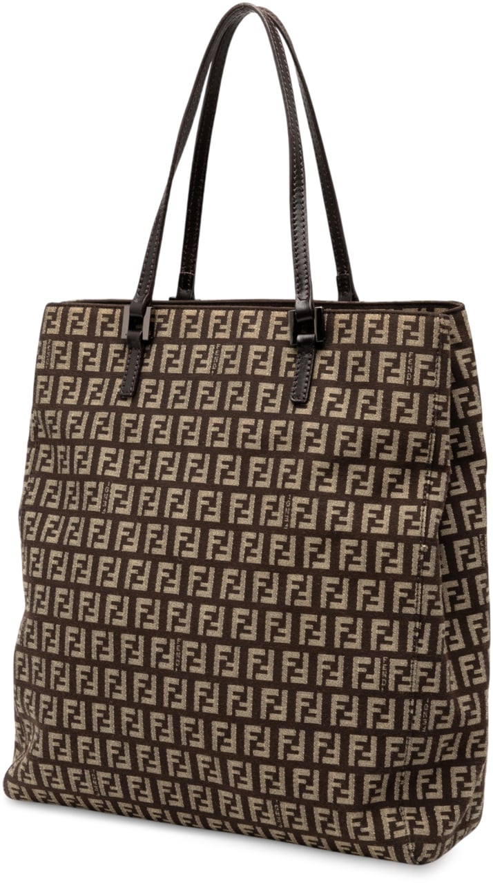 Fendi Zucchino Canvas Tote Bruin