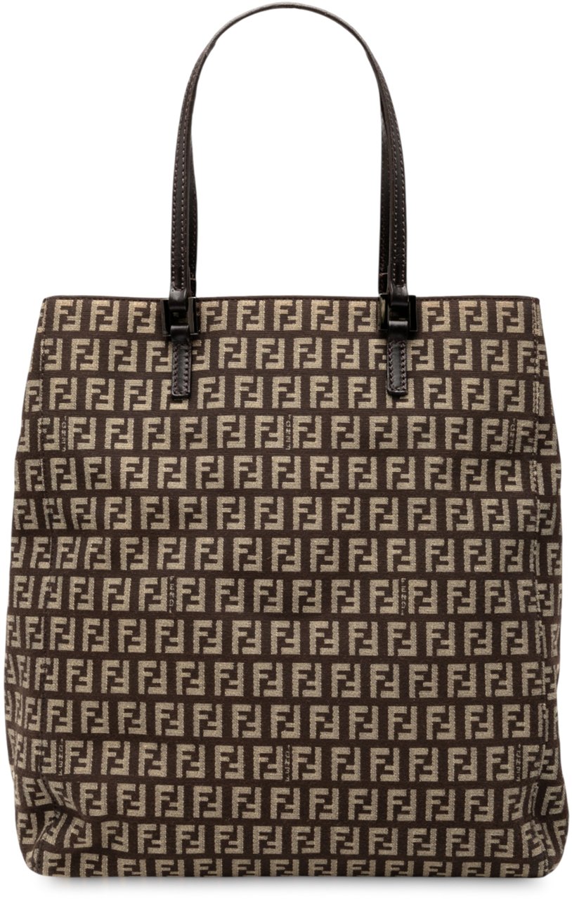 Fendi Zucchino Canvas Tote Bruin