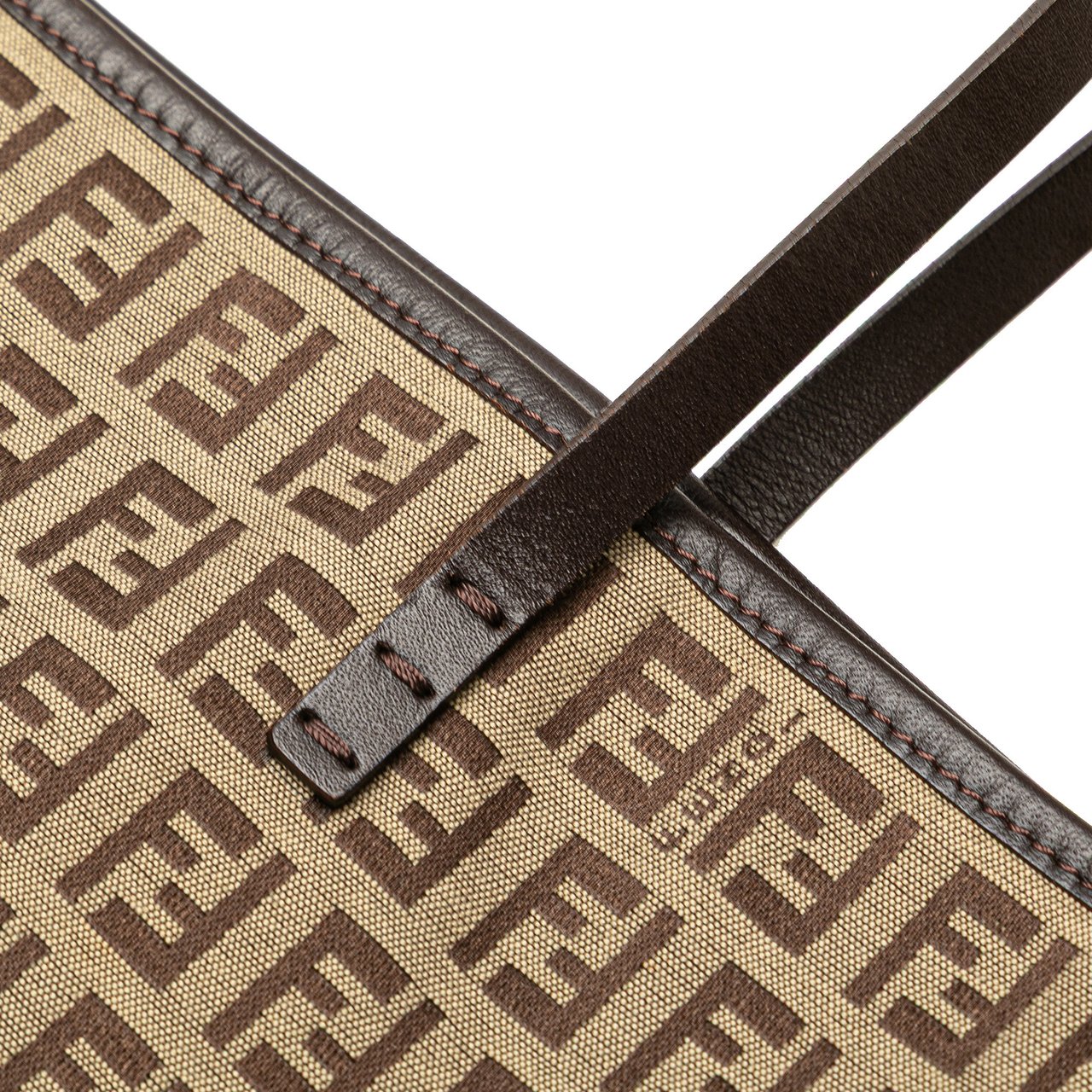 Fendi Medium Zucchino Canvas Roll Tote Bruin