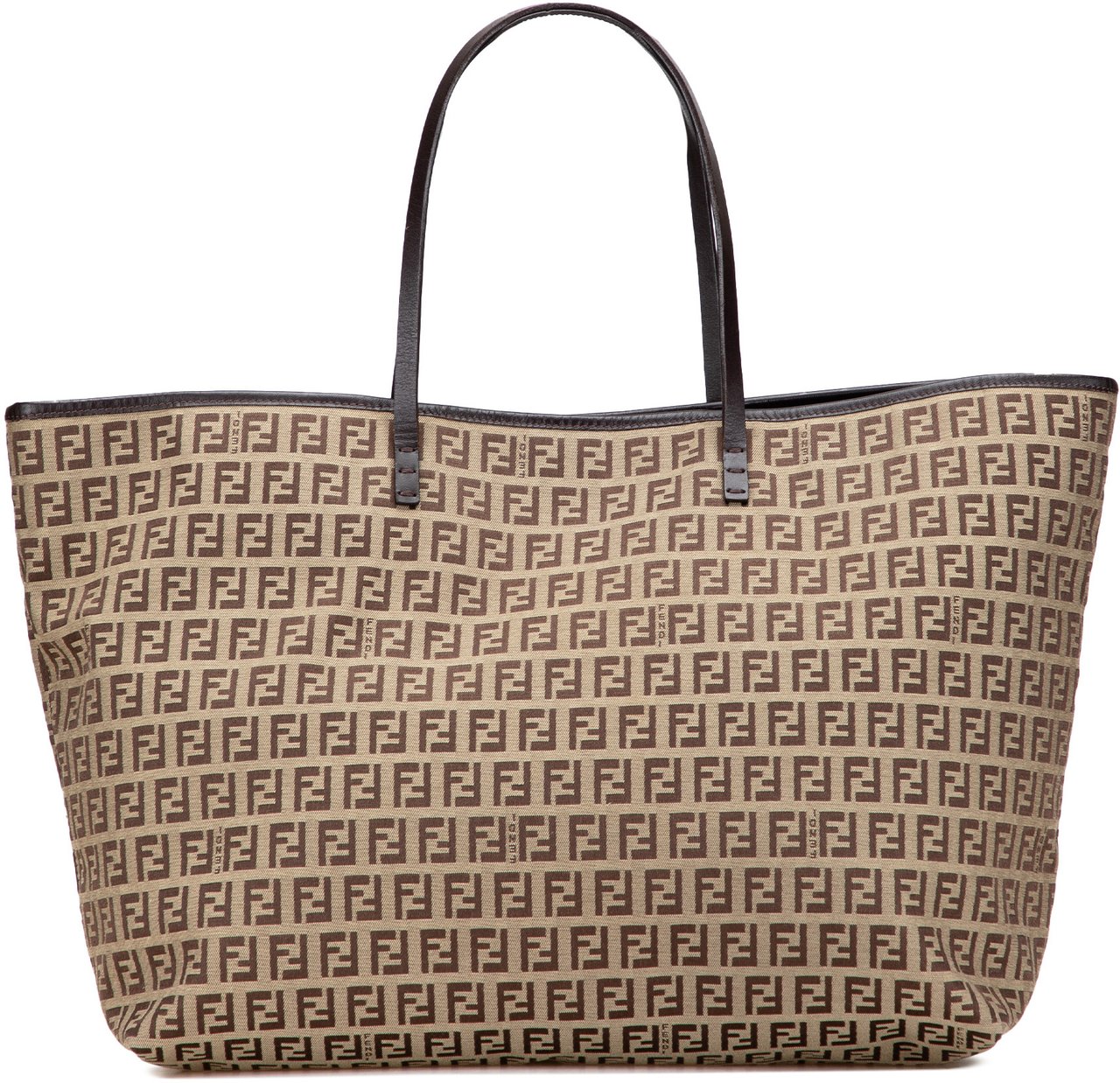 Fendi Medium Zucchino Canvas Roll Tote Bruin