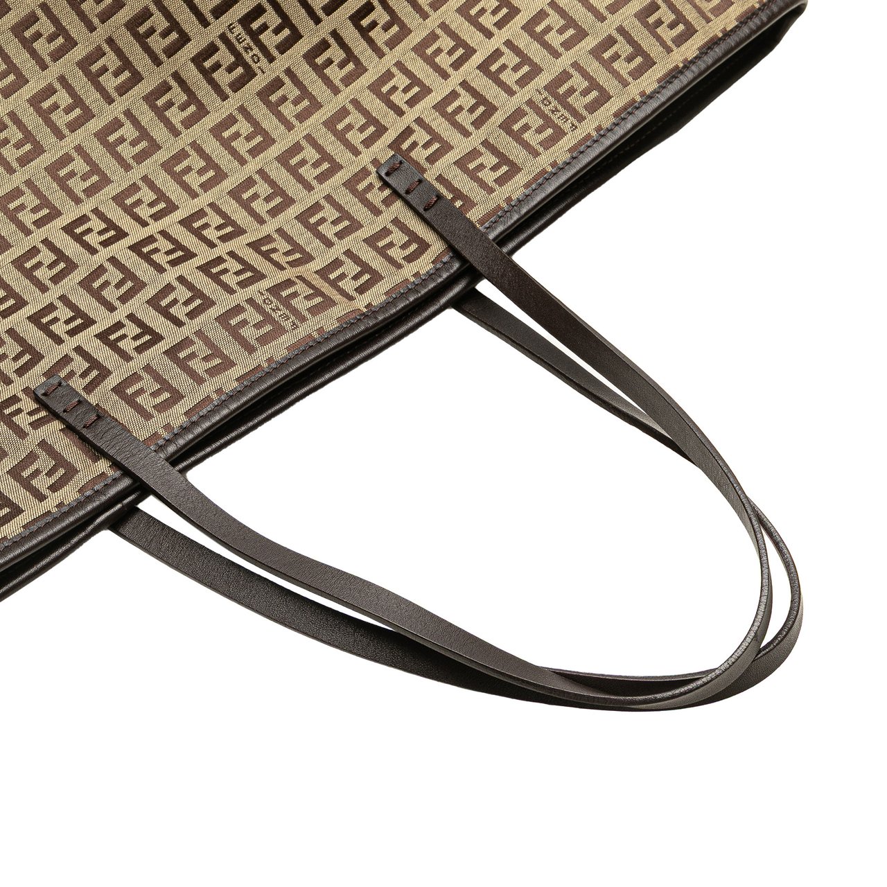 Fendi Medium Zucchino Canvas Roll Tote Bruin