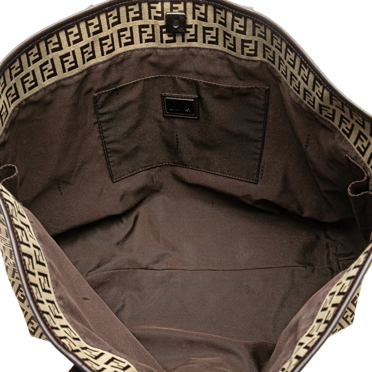 Fendi Medium Zucchino Canvas Roll Tote Bruin