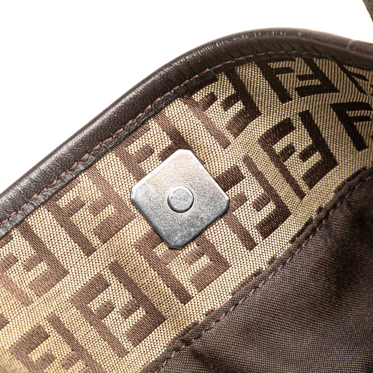 Fendi Medium Zucchino Canvas Roll Tote Bruin