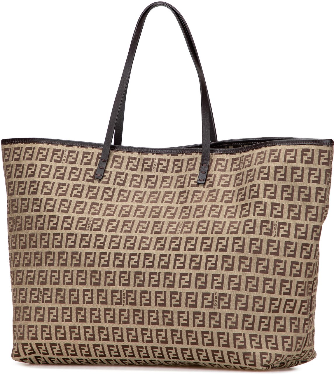 Fendi Medium Zucchino Canvas Roll Tote Bruin