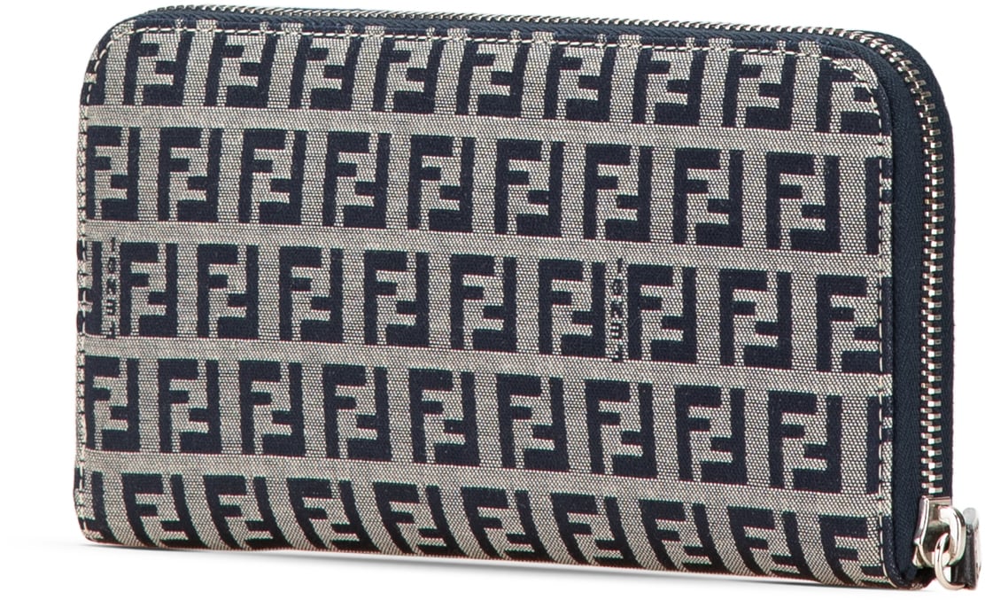 Fendi Zucchino Canvas Zip Around Long Wallet Grijs