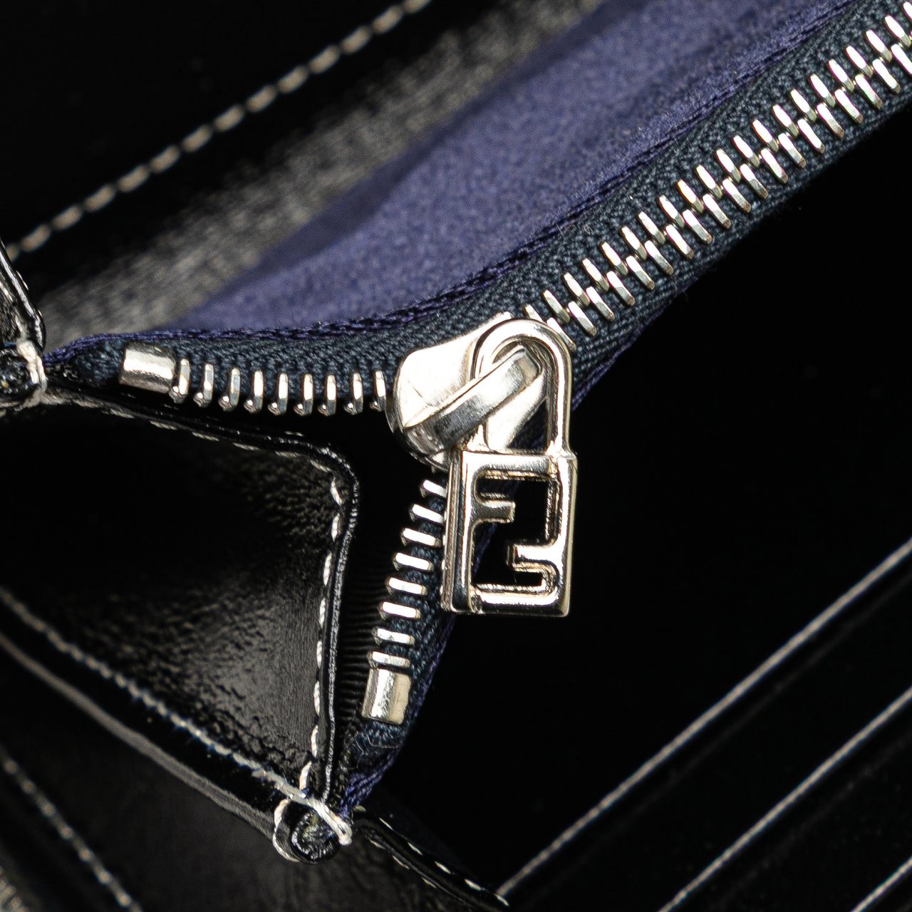 Fendi Zucchino Canvas Zip Around Long Wallet Grijs