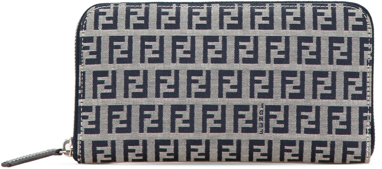 Fendi Zucchino Canvas Zip Around Long Wallet Grijs