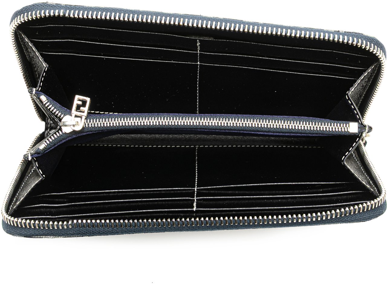Fendi Zucchino Canvas Zip Around Long Wallet Grijs