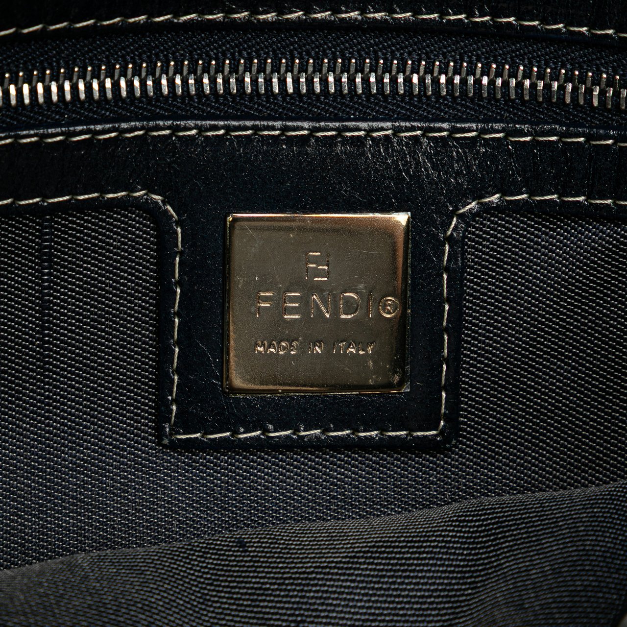 Fendi Canvas FF Marble Baguette Shoulder Bag Blauw