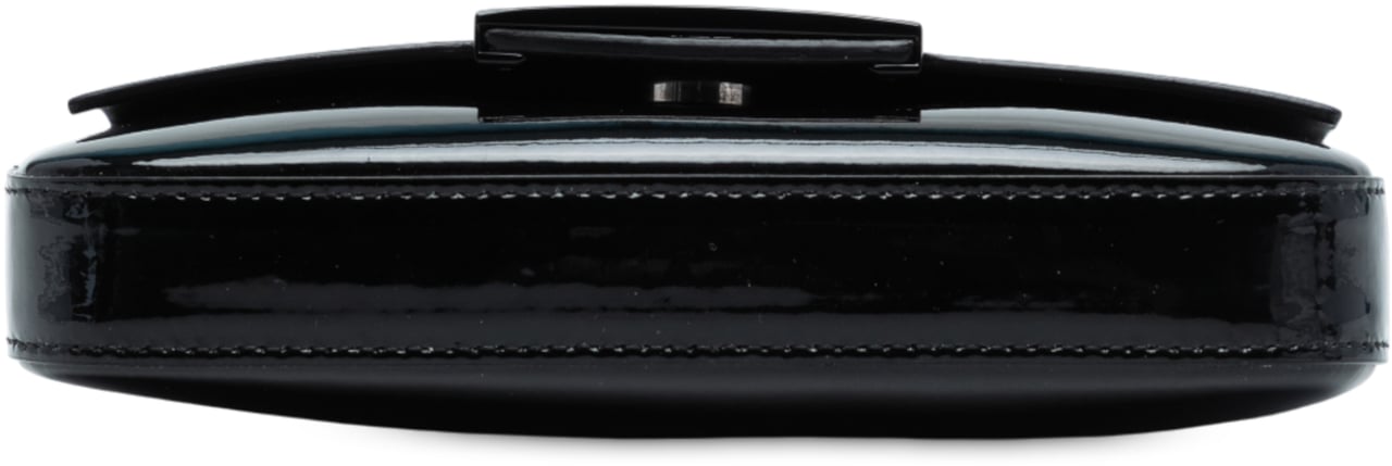 Fendi Calfskin and Patent Baguette Phone Pouch Satchel Zwart