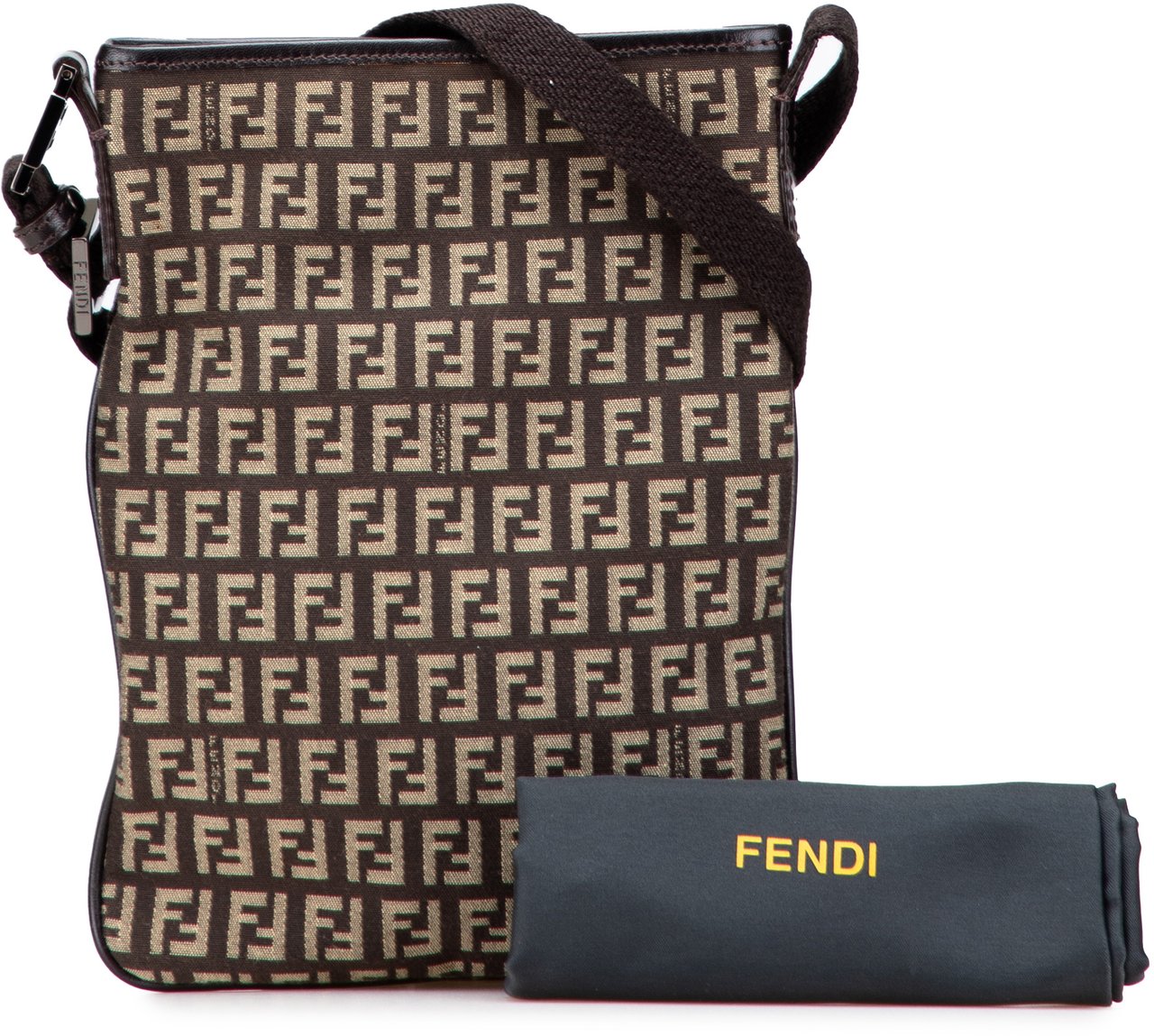 Fendi Zucchino Canvas Crossbody Bruin