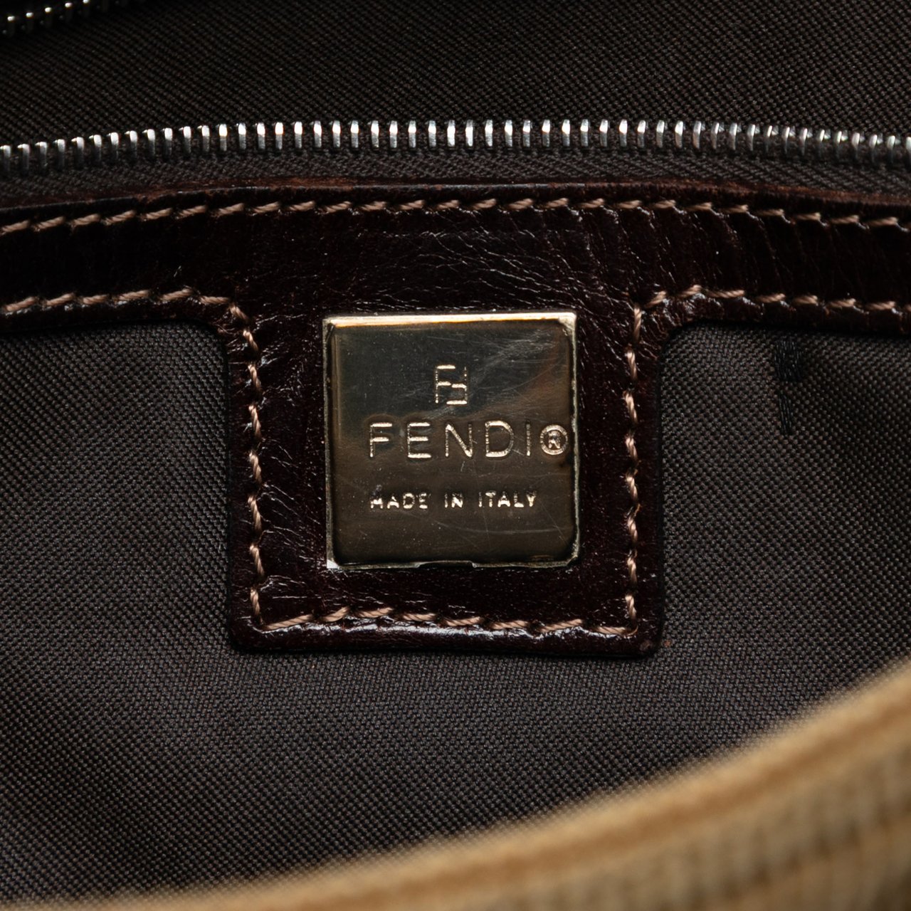 Fendi Corduroy Shoulder Bag Bruin