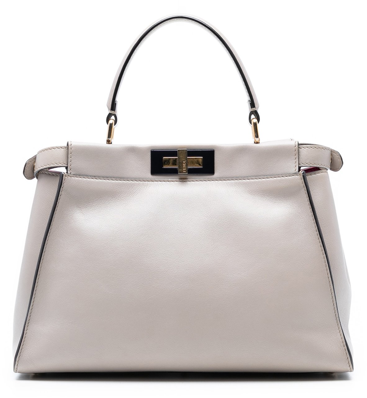 Fendi Medium Leather Peekaboo Iconic Satchel Bruin