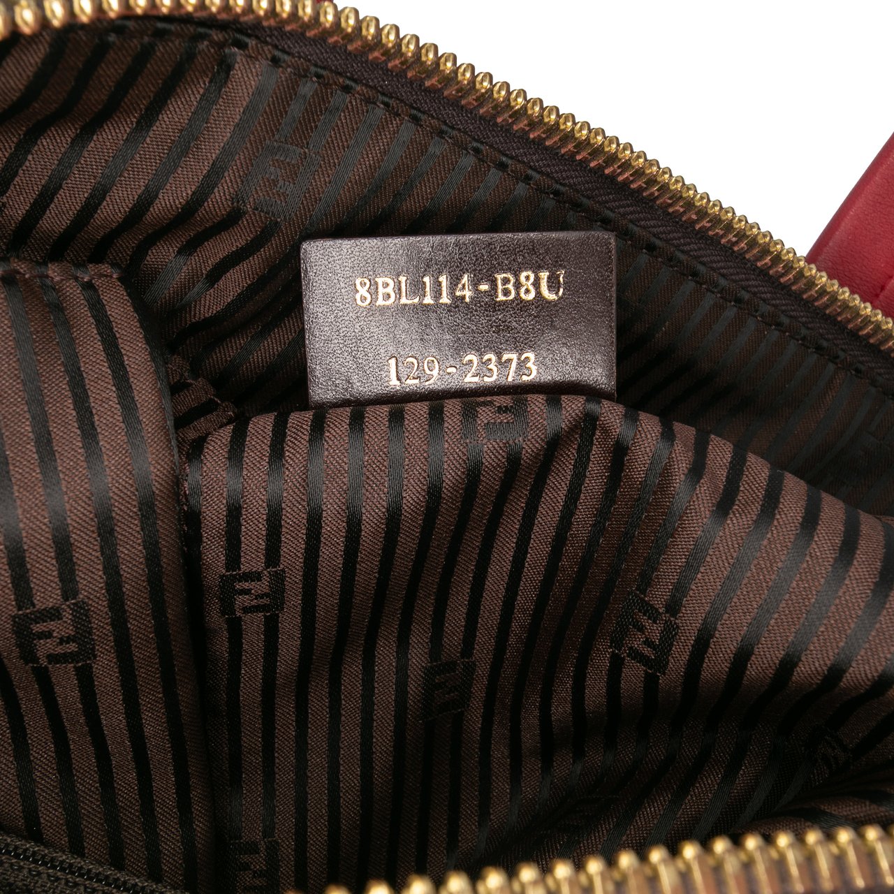 Fendi Leather and Studded Canvas Colorblock Chameleon Satchel Rood