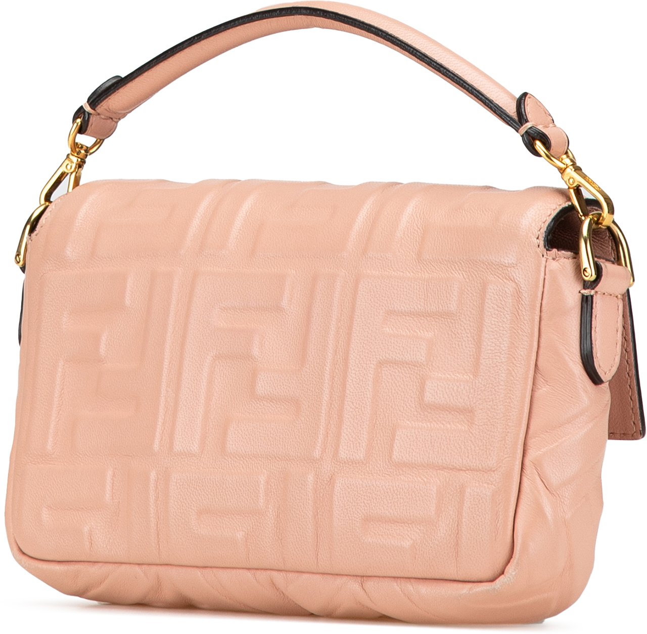 Fendi Mini Zucca Embossed Leather Baguette Satchel Roze