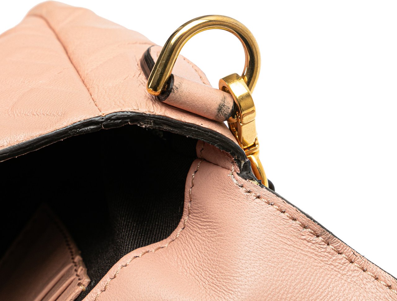 Fendi Mini Zucca Embossed Leather Baguette Satchel Roze