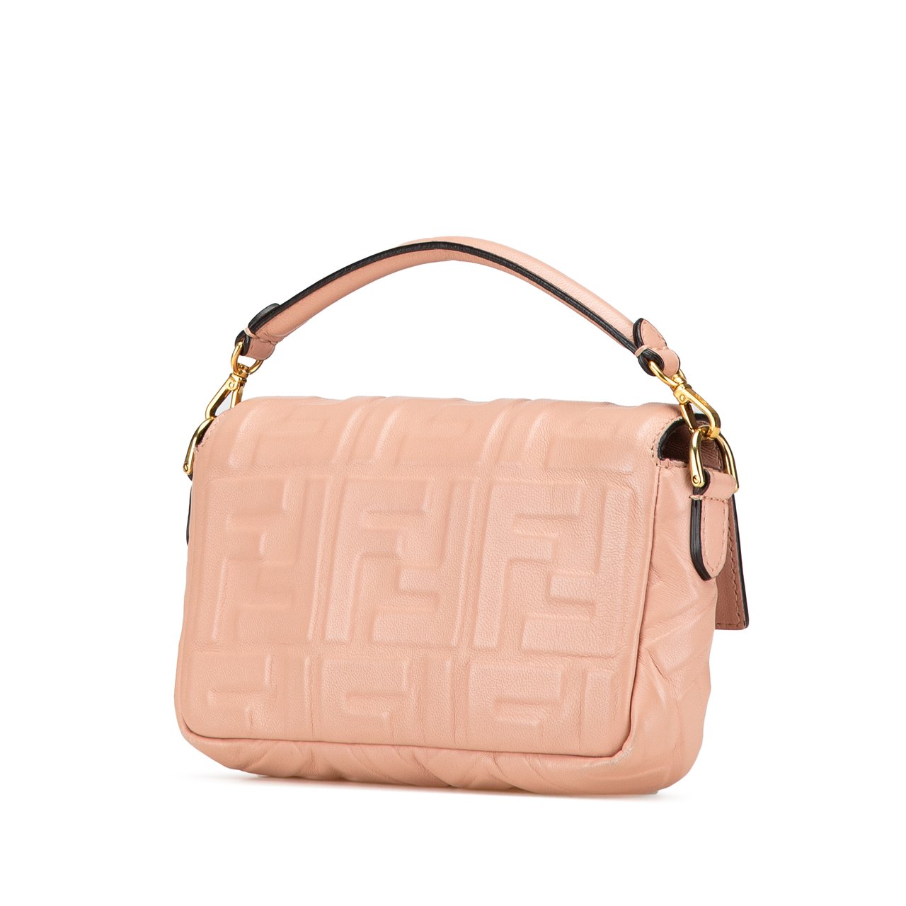Fendi Mini Zucca Embossed Leather Baguette Satchel Roze