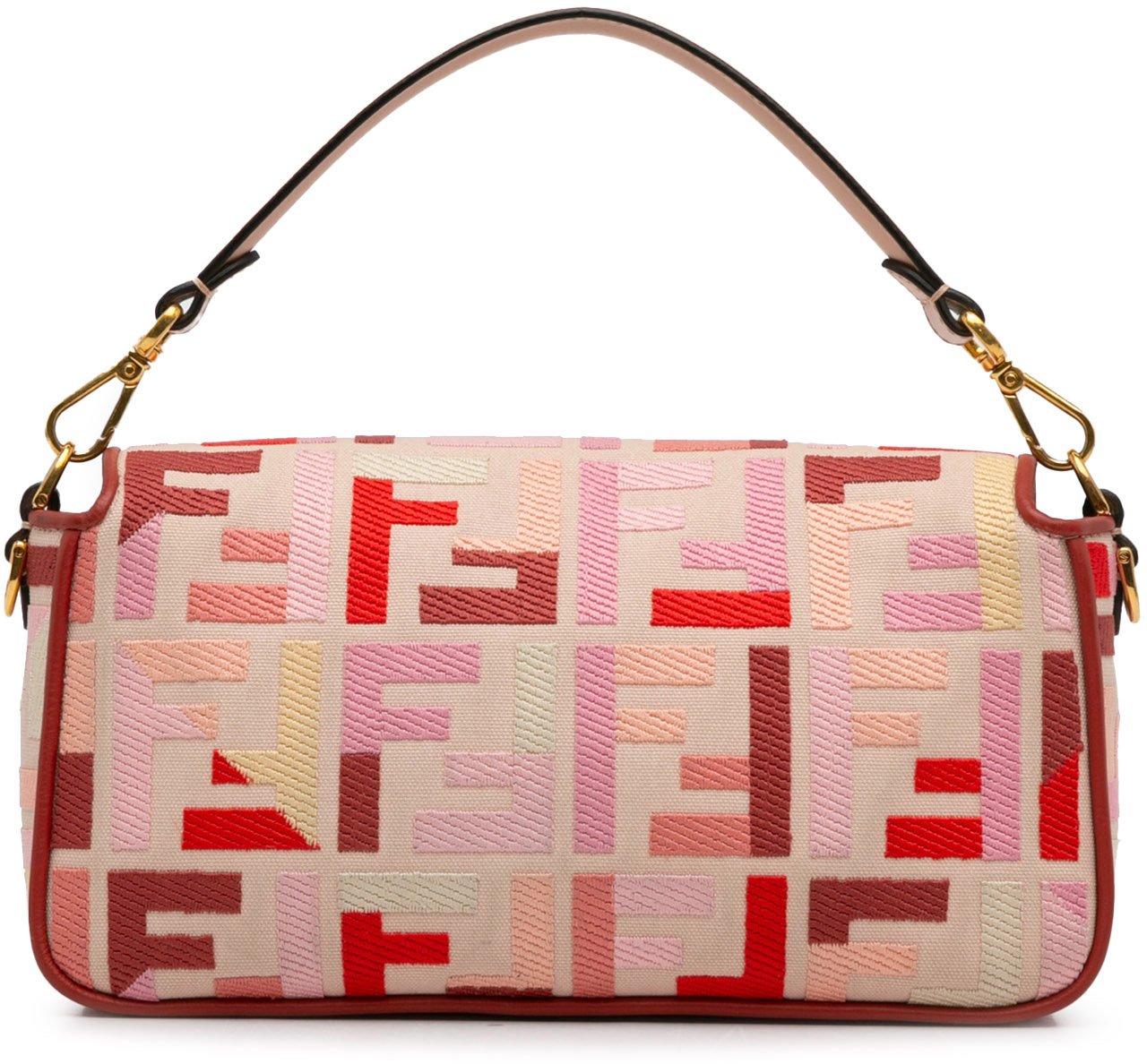 Fendi Zucca Embroidered Baguette Satchel Roze