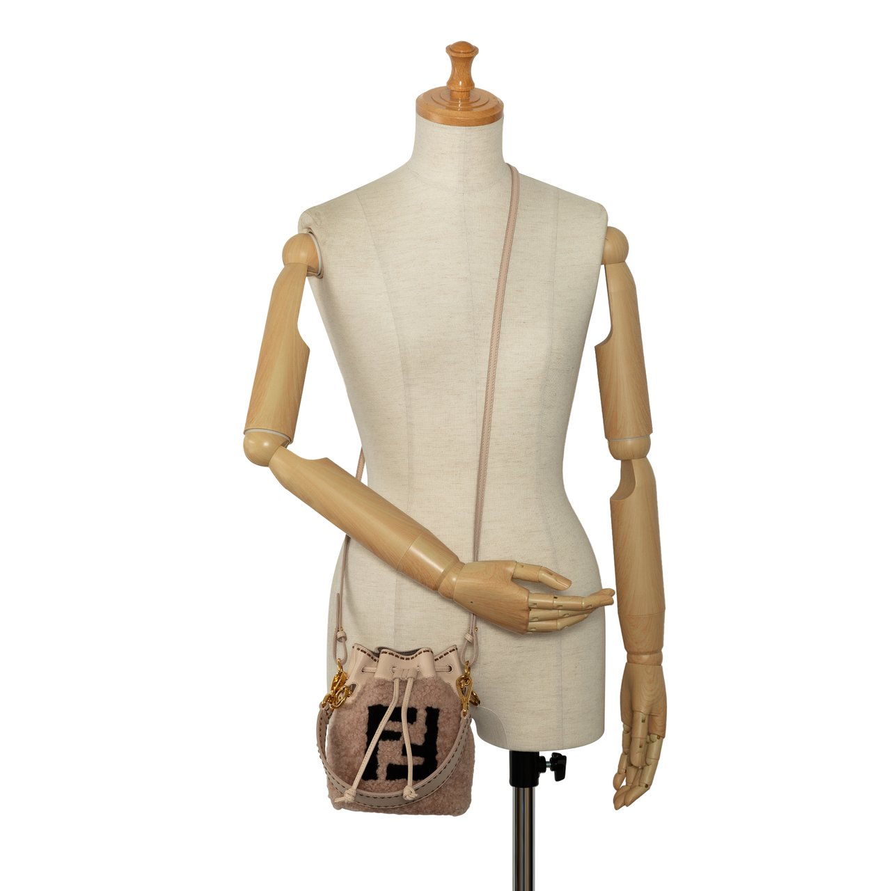 Fendi Shearling Mini Mon Tresor Bucket Bag Roze