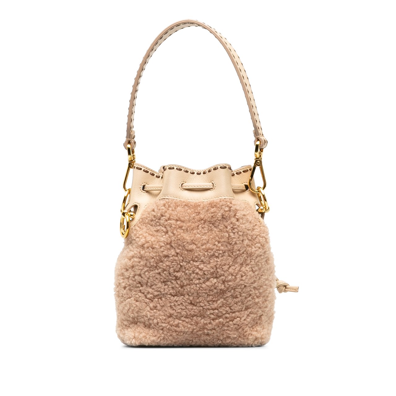 Fendi Shearling Mini Mon Tresor Bucket Bag Roze