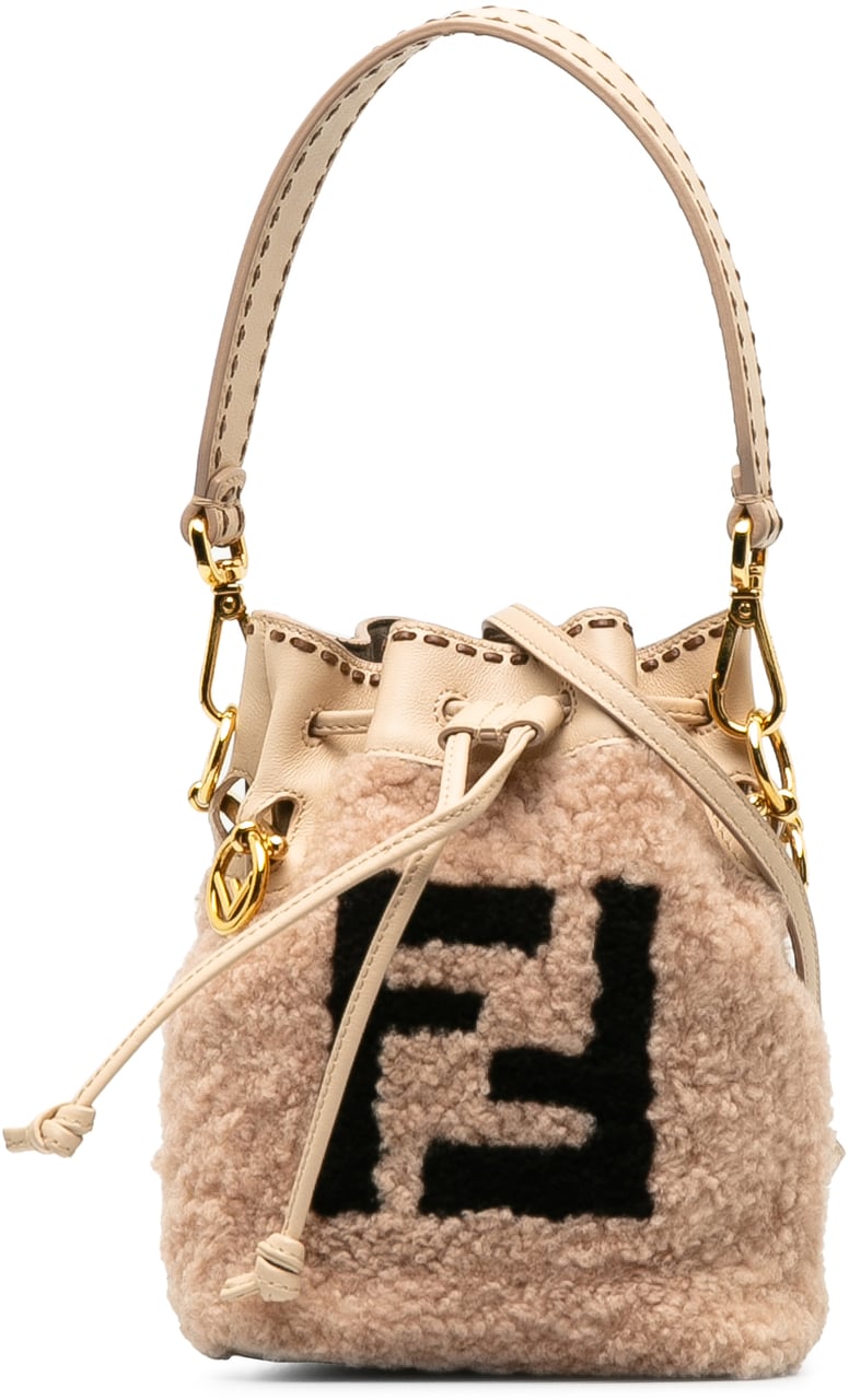 Fendi Shearling Mini Mon Tresor Bucket Bag Roze