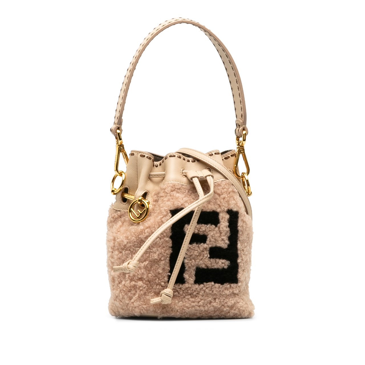 Fendi Shearling Mini Mon Tresor Bucket Bag Roze