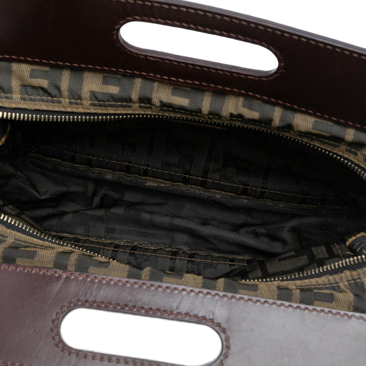 Fendi Mini Zucca Canvas Peekaboo Defender Bruin