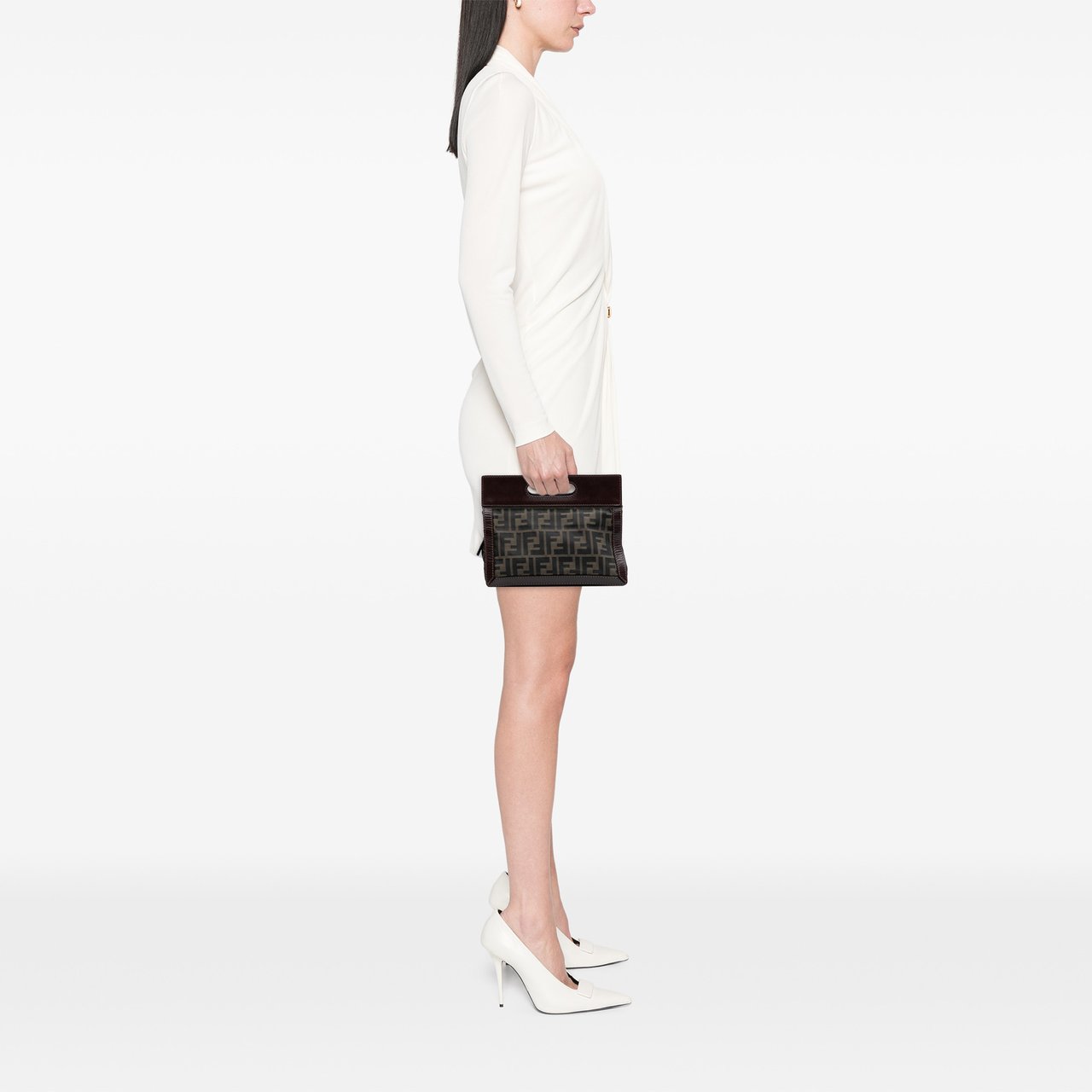 Fendi Mini Zucca Canvas Peekaboo Defender Bruin