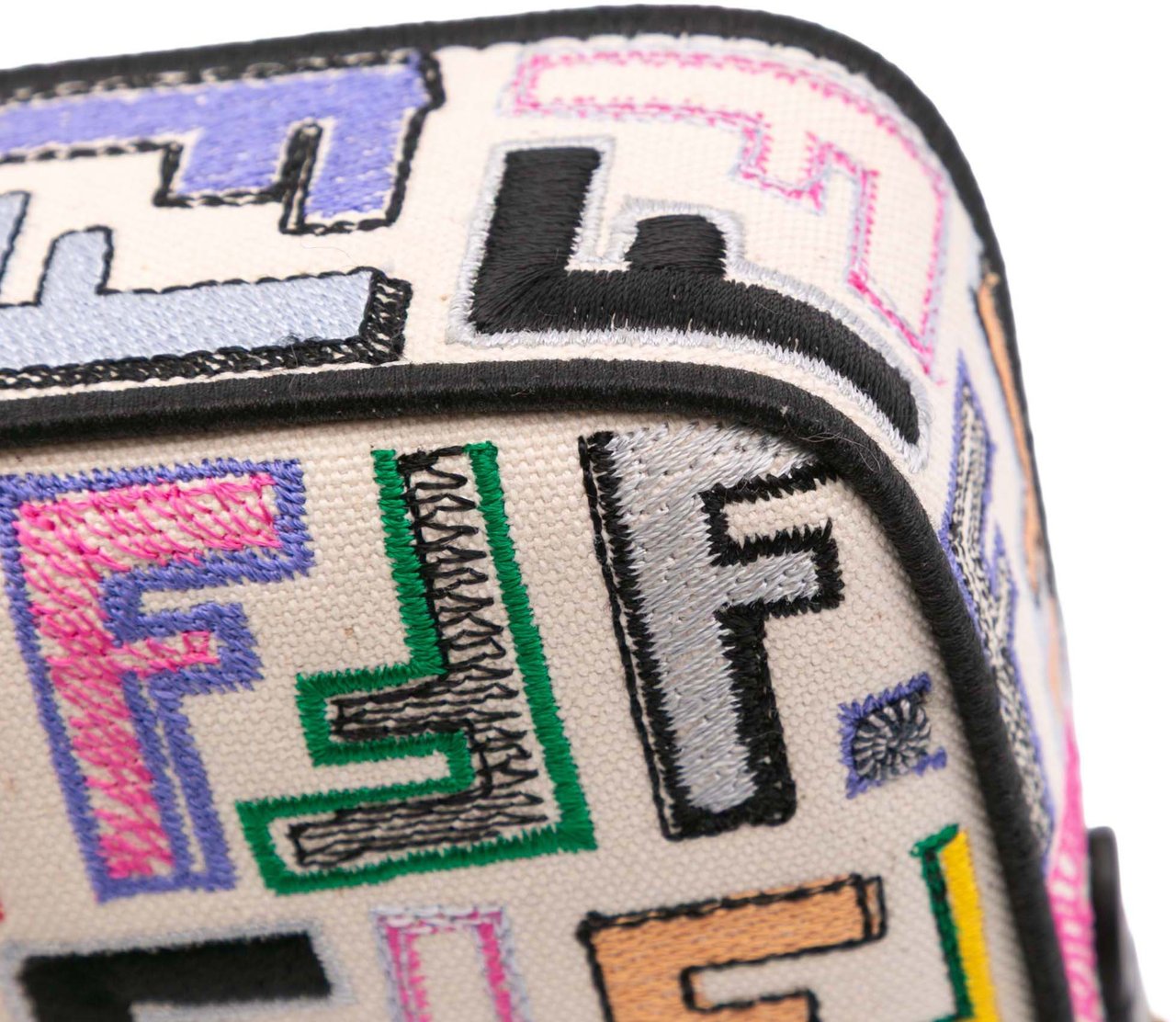 Fendi Chinese Valentines Day Mini Zucca Embroidered Canvas Baguette Satchel Bruin