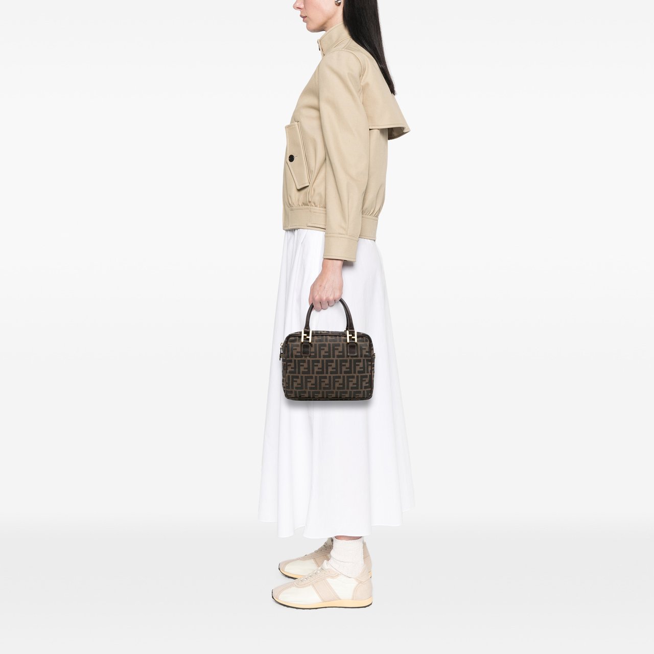 Fendi Zucca Canvas Satchel Bruin