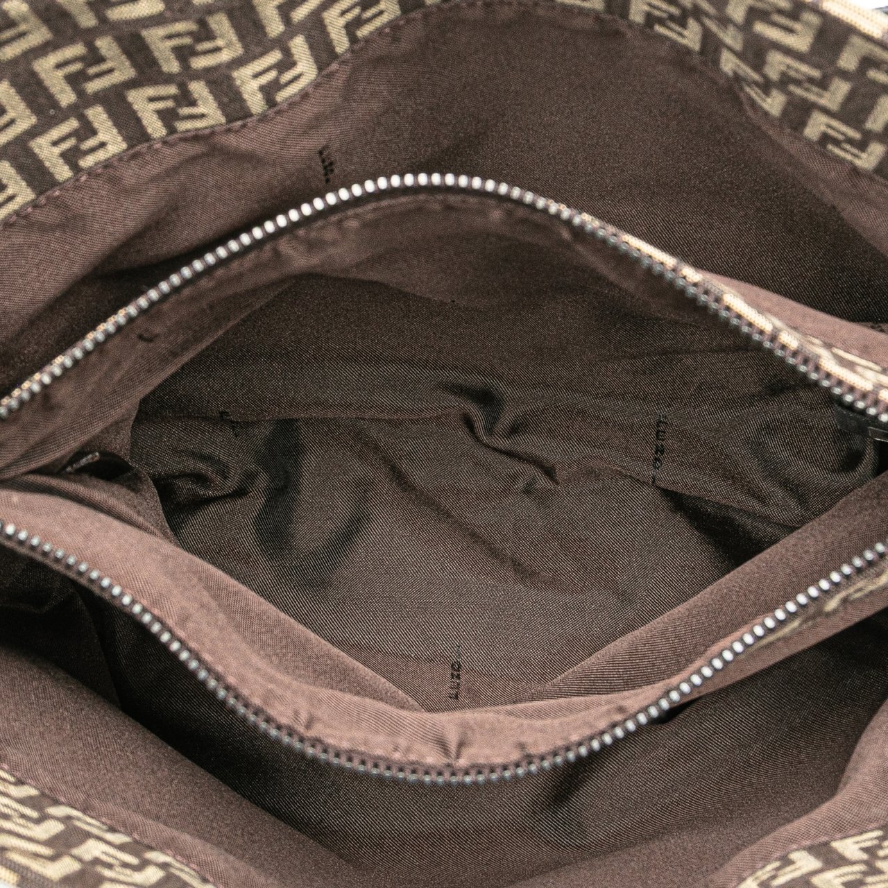 Fendi Zucchino Canvas Tote Bruin