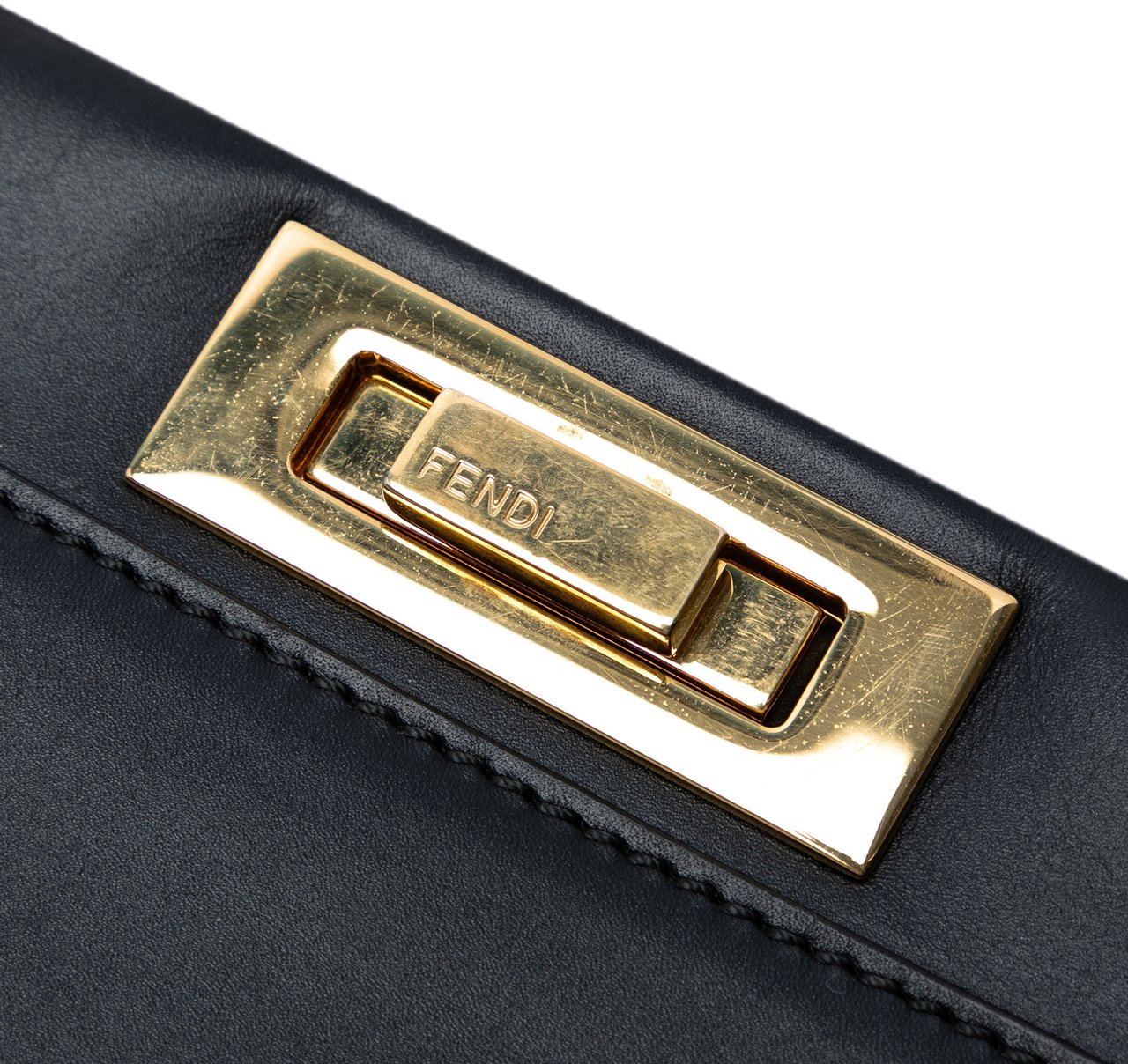 Fendi Medium Shiny Nappa Peekaboo Iconic Satchel Zwart