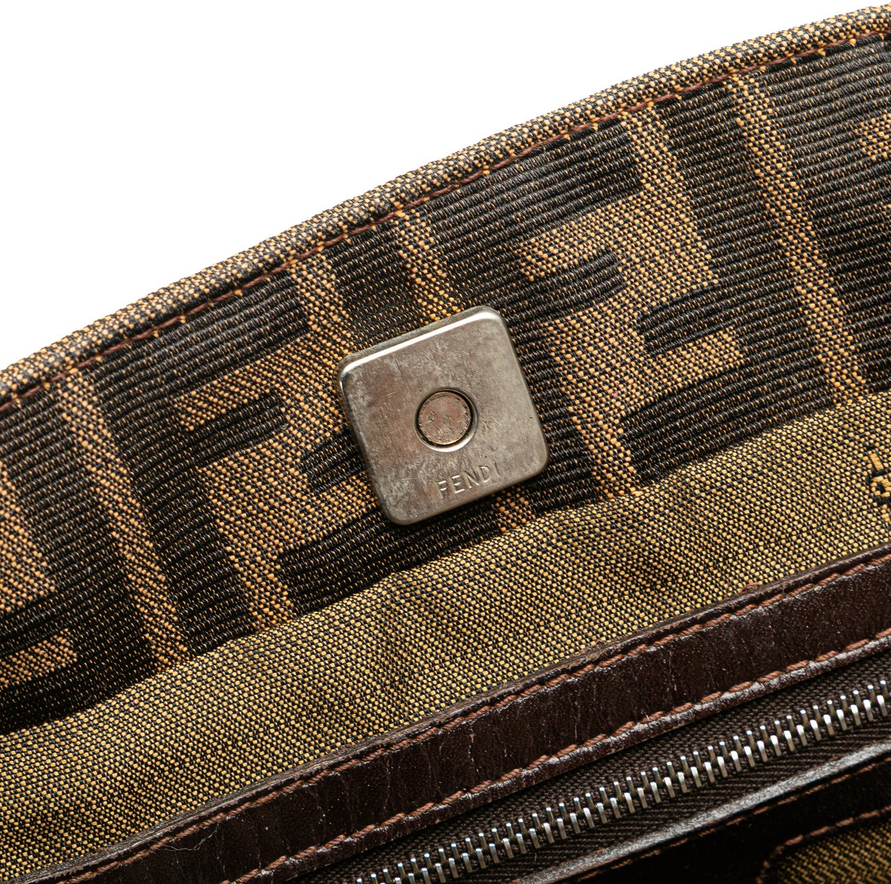 Fendi Small Zucca Canvas Twins Tote Bruin