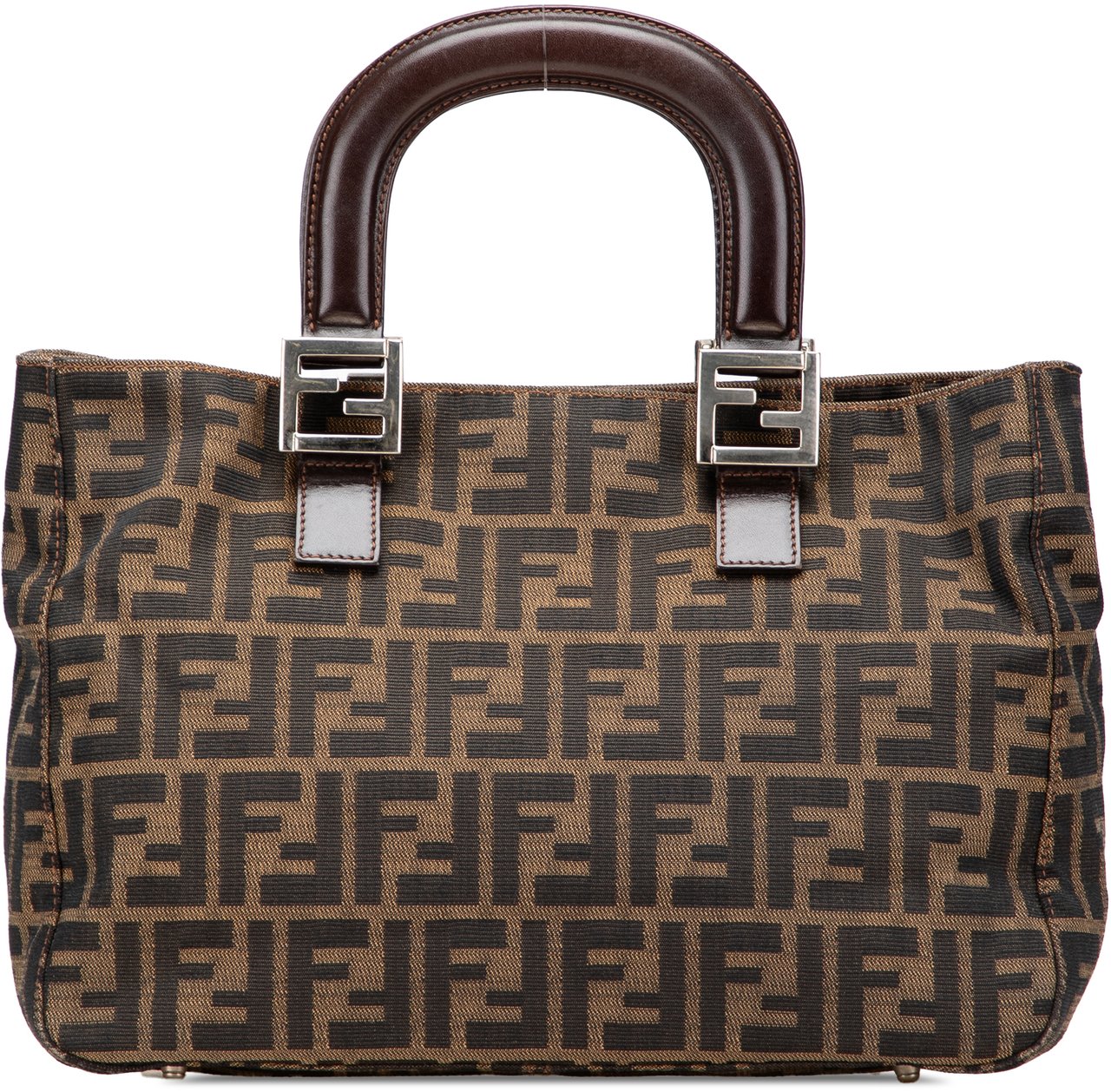 Fendi Small Zucca Canvas Twins Tote Bruin