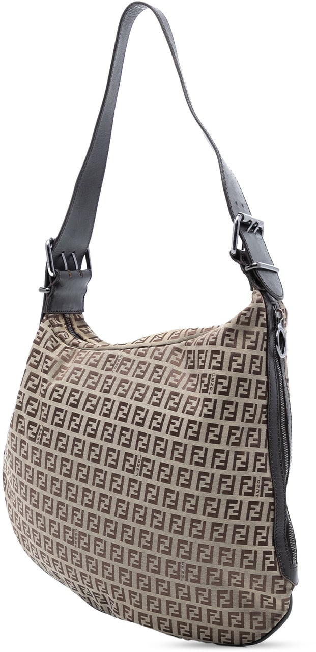 Fendi Zucchino Canvas Oyster Hobo Bruin