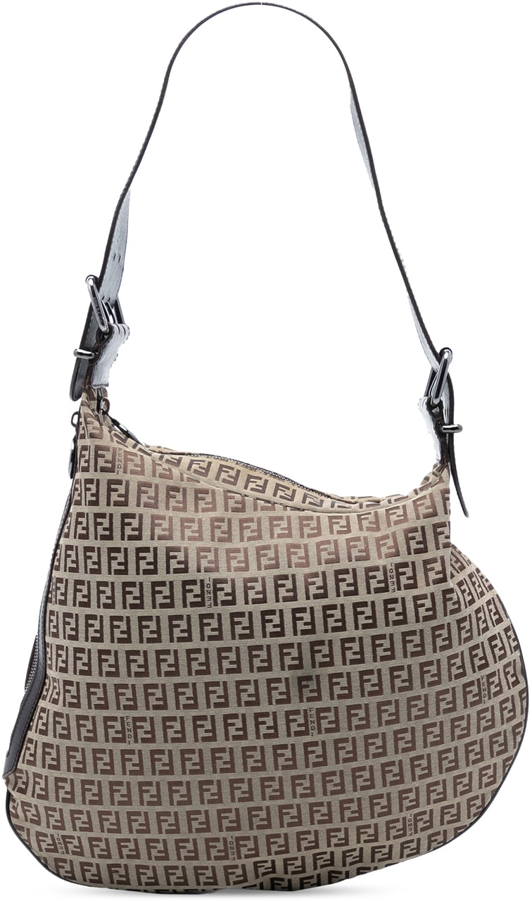 Fendi Zucchino Canvas Oyster Hobo Bruin