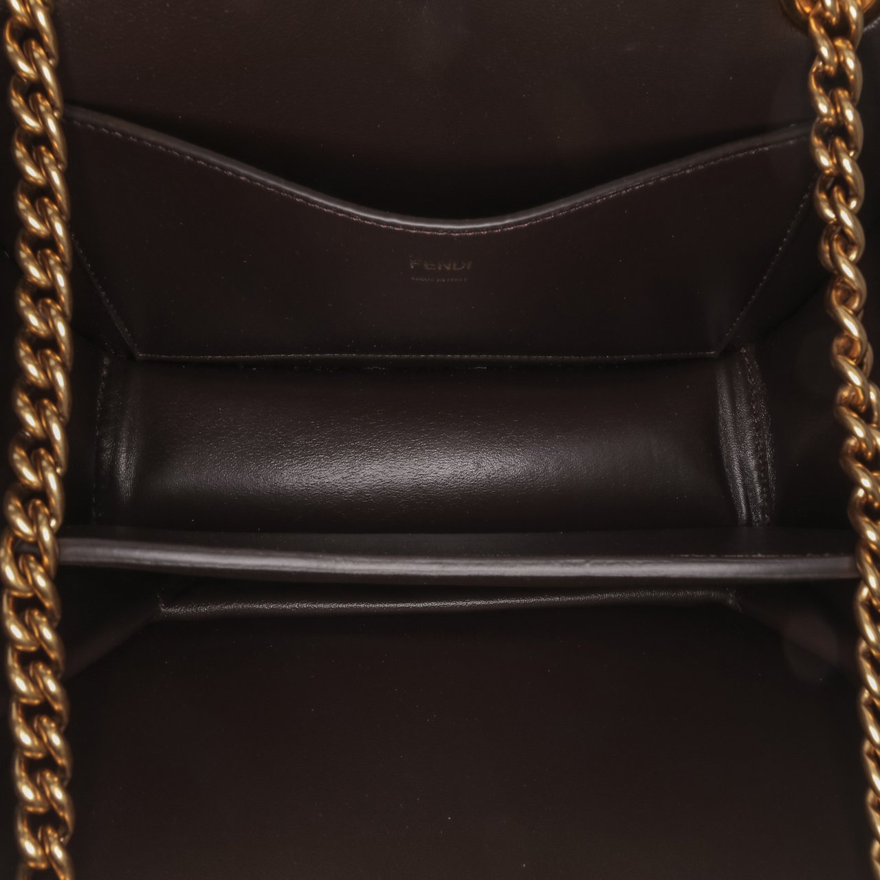 Fendi Calfskin Vitello King Nubuck Pequin Karligraphy Pocket Shoulder Bag Bruin